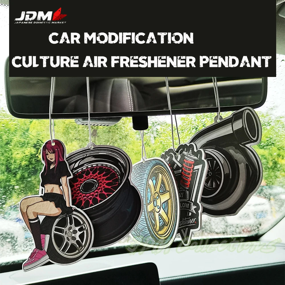 JDM Girl Car Air Freshener Hanging Rearview Mirror Perfume Flavoring Pendant Brake Disc Shock Absorber Solid Paper Accessories