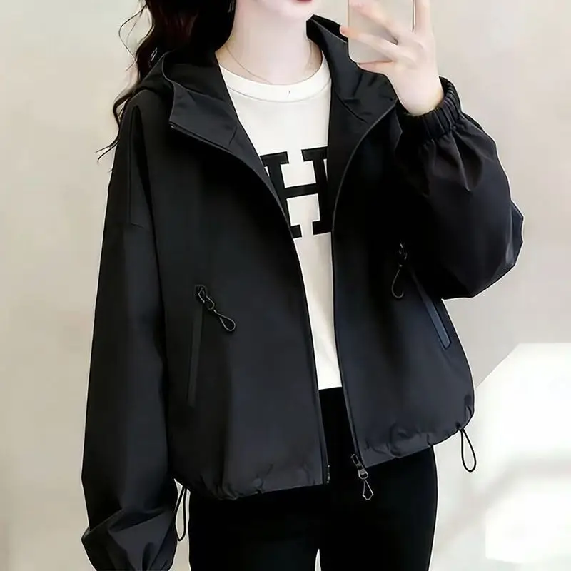 Women's 2026 Spring/Aurtumn Casual Oversized Hooded Lightweight Jacket - Trendy Fashion Multi-Season Loose Fit Sweater Jacket