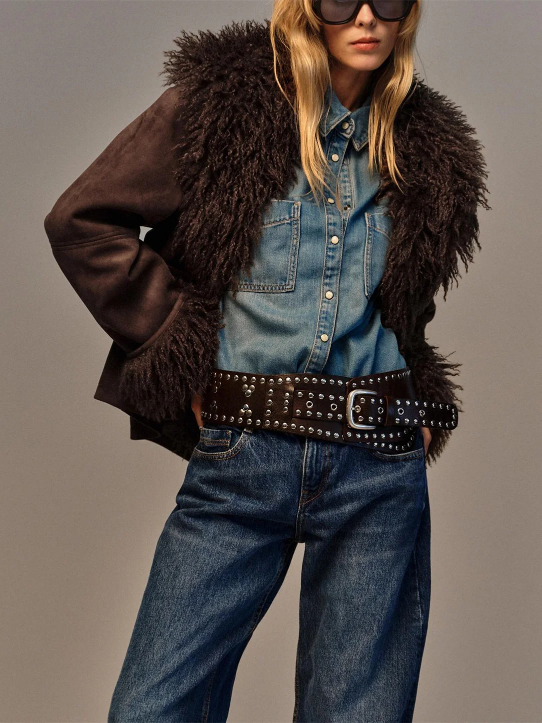 Ele Doppelseitiger Kunstfell-Effekt Jaet New Autumn Faion Damen-Oberbekleidung Long Sve Stand Fit Chinesisch hergestellt