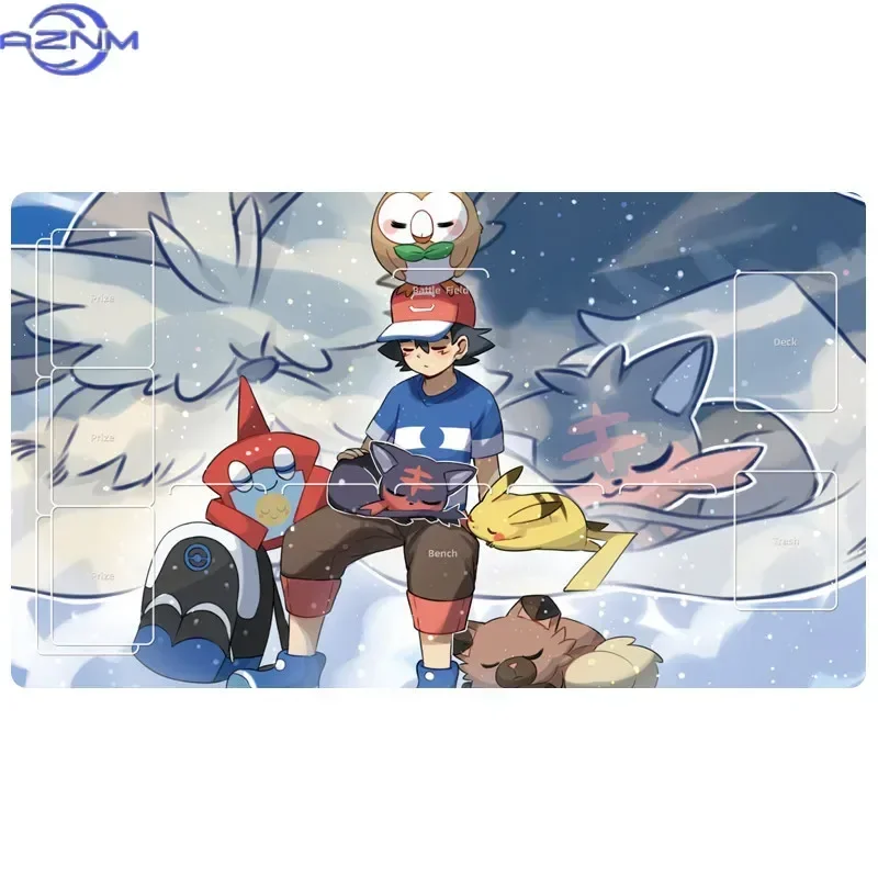 Alola Region Pokemon Anime Scene TCG Playmat PTCG Trading Card Game Table Mouse Pad With Zones