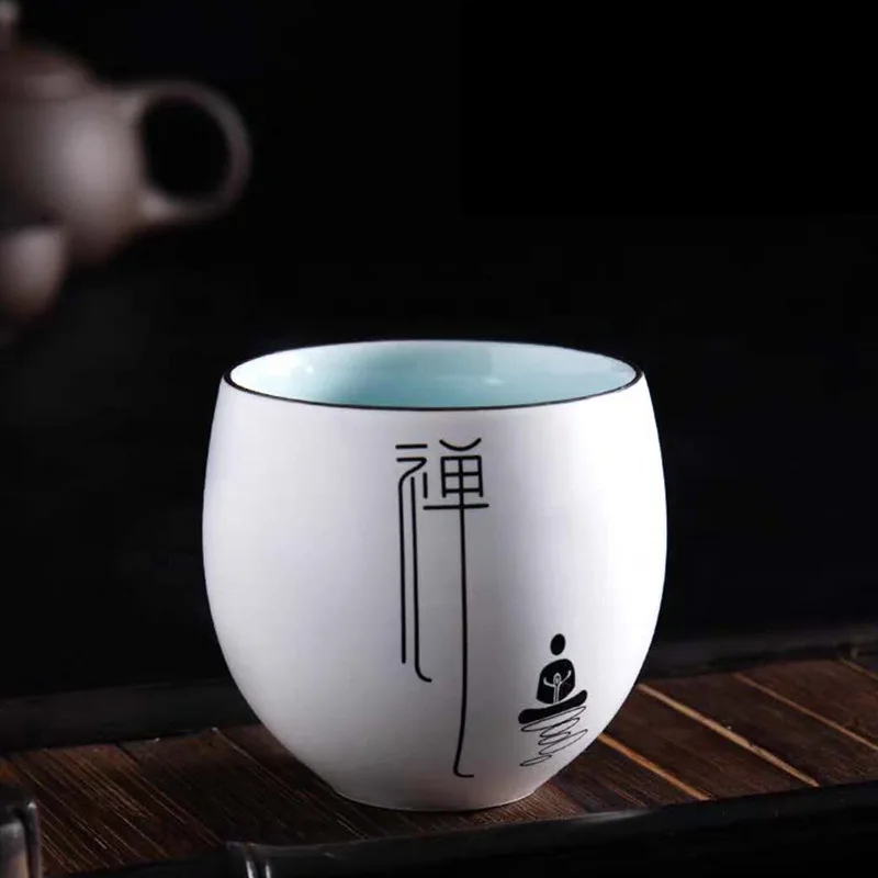 Ding Kiln Matte Ceramic Master Cup Zen Dragon Egg Non-Spill Cup Tea Set Tasting Cup Personal Cup for Drinking Tea