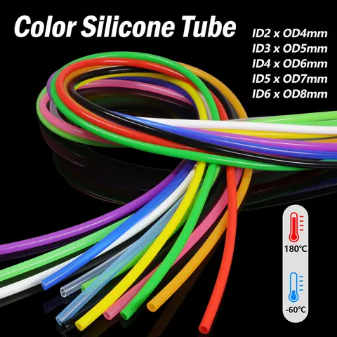 17 가지 색상 ID 2mm 3mm 4mm 5mm 6mm 실리콘 튜브 식품 등급 맛없는 고온 방지 유연한 고무 튜브 워터 호스