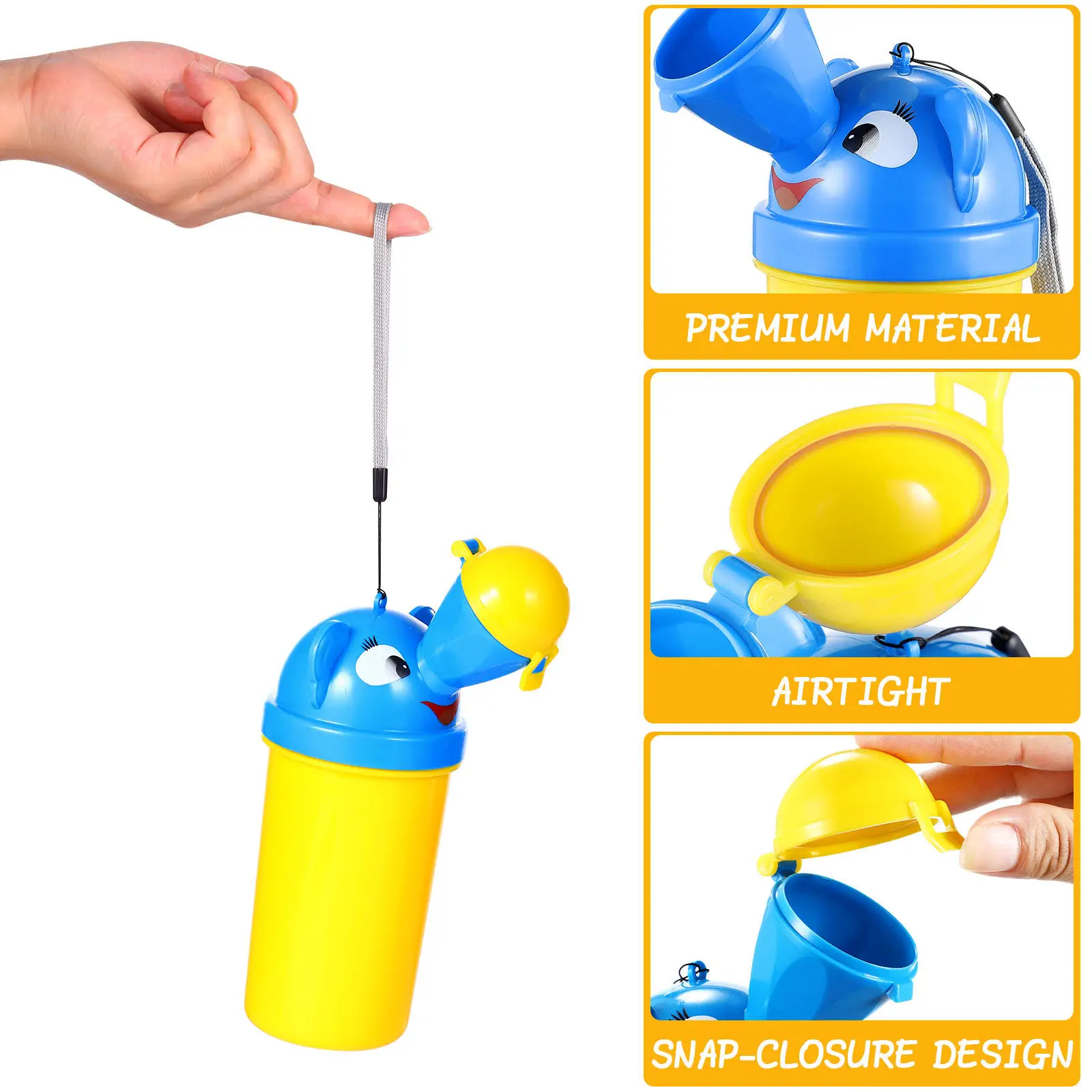 Boys Portable Urinal Bottle Emergency Toilet for Kids Reusable Hygienic Snap-Closure No-Leak Design Compact Travel Car Road Trip