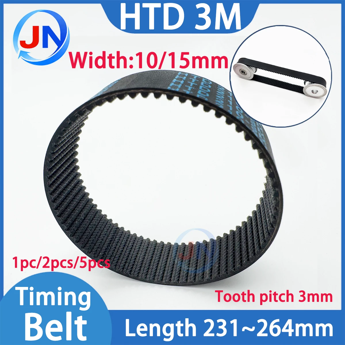 HTD 3M Belt Width 6mm Closed Loop Rubber Timing Belt Length231 234 237 240 243 246 249 252 255 258 261 264mm 3M Synchronous Belt
