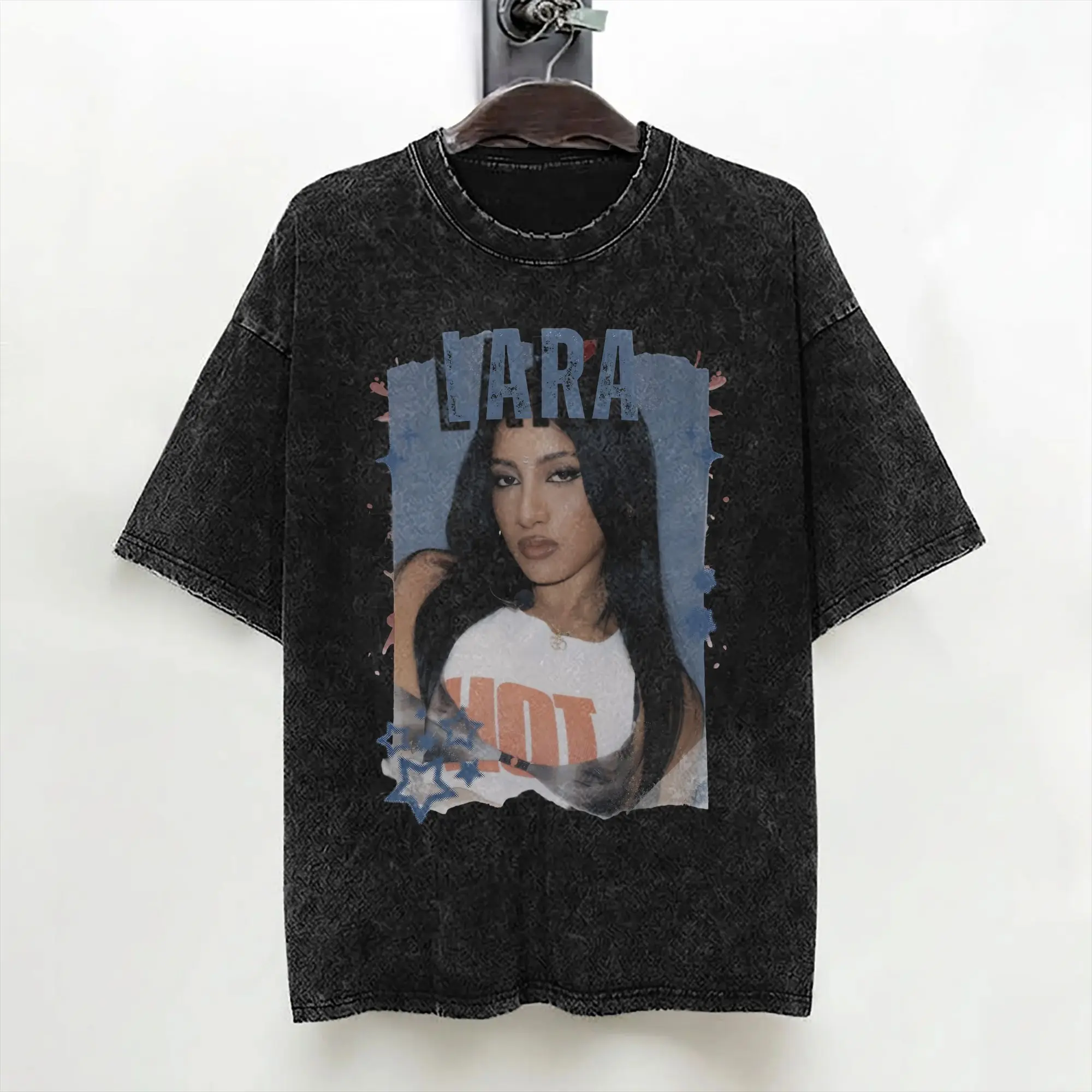 Lara Katseyes Kpop Girl Group T Shirts Washed Short Sleeve Oversize T-Shirts  Vintage Men Women Streetwear Graphic Printed Tees