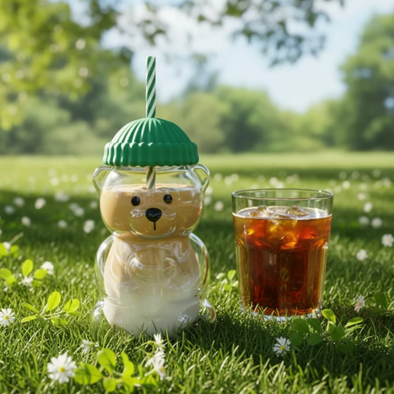 زجاجة عيد الميلاد القدح الدب البلاستيك/الزجاج عيد الميلاد القدح زجاجة ماء هدايا الحفلات كوب عصير الحليب فنجان القهوة زجاجة الشرب