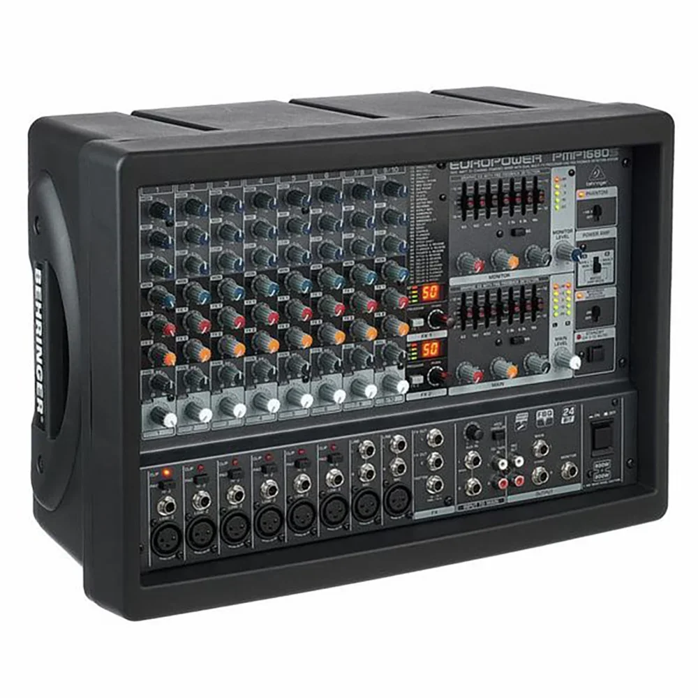 

Новый микшерный пульт Behringer PMP 1680S с двойным процессором мультиэффектов и системой обнаружения обратной связи FBQ, студийное музыкальное оборудование