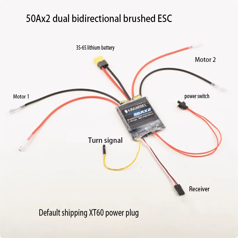 5A/10A/20A/30A/40A/50A60A dual channel bidirectional brushed electric tank/vehicle/ship PWM signal