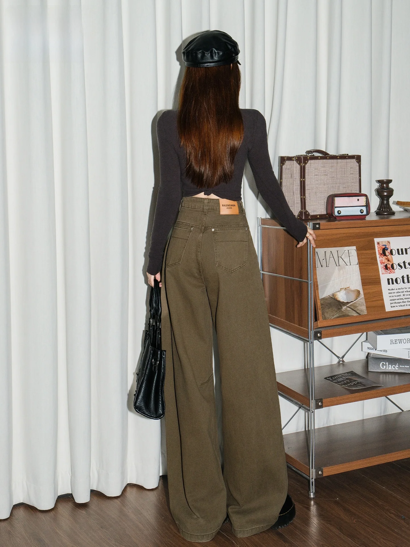 

American Design Wide Leg Jeans Women's Loose Drapey Slimming Knife Long Pants Casual High Waist Cotton Spring Summer