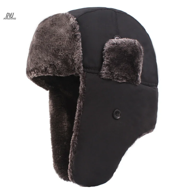 Outdoor Ski antivento paraorecchie Lei Feng Caps inverno caldo addensare Bomber cappelli donna uomo protezione dell'orecchio berretto di pelliccia Trapper cappello russo