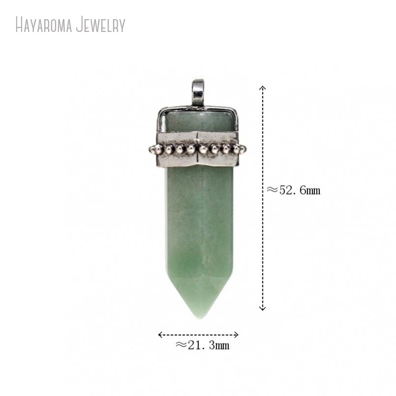 10Pcs Crystal Pillar Hexagon Hexagonal Prisms Point Semi-precious Stone Aventurine Jewelry Wholesale Silver Color Pendant