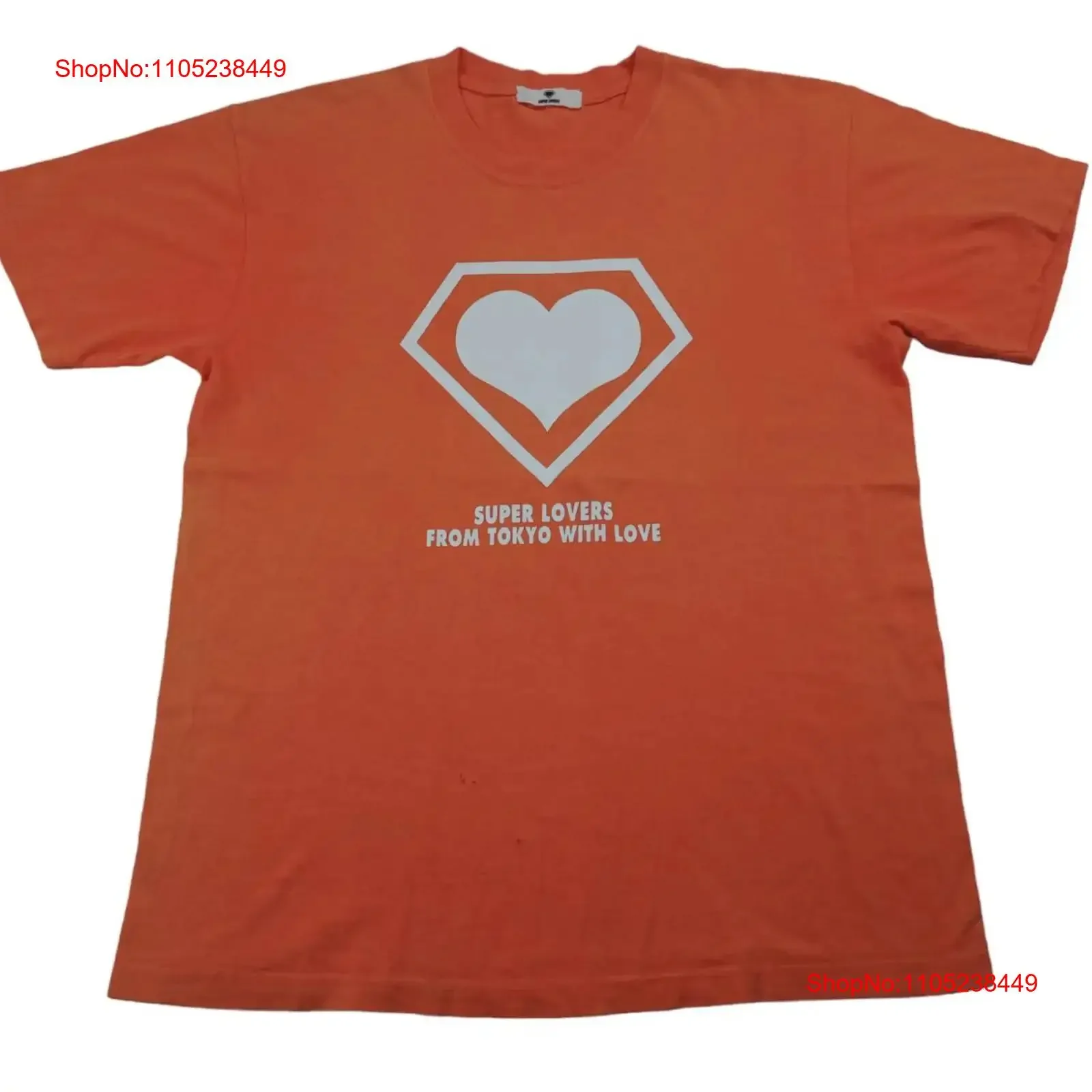 Vintage SUPER LOVERS From Tokyo Japanese Brand Orange Medium T Shirt Harajaku Superlover Night Fashion Love Logo Size M