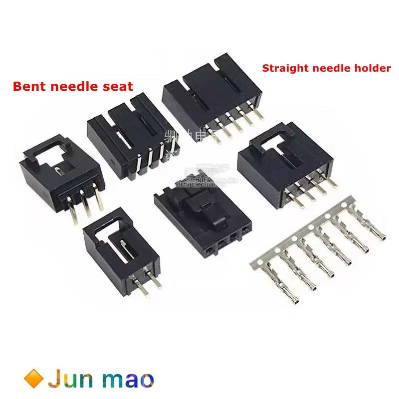 5sets DuPont shell with lock buckle MX2.54mm curved foot/straight needle seat rubber shell TJC8 2-12P connector