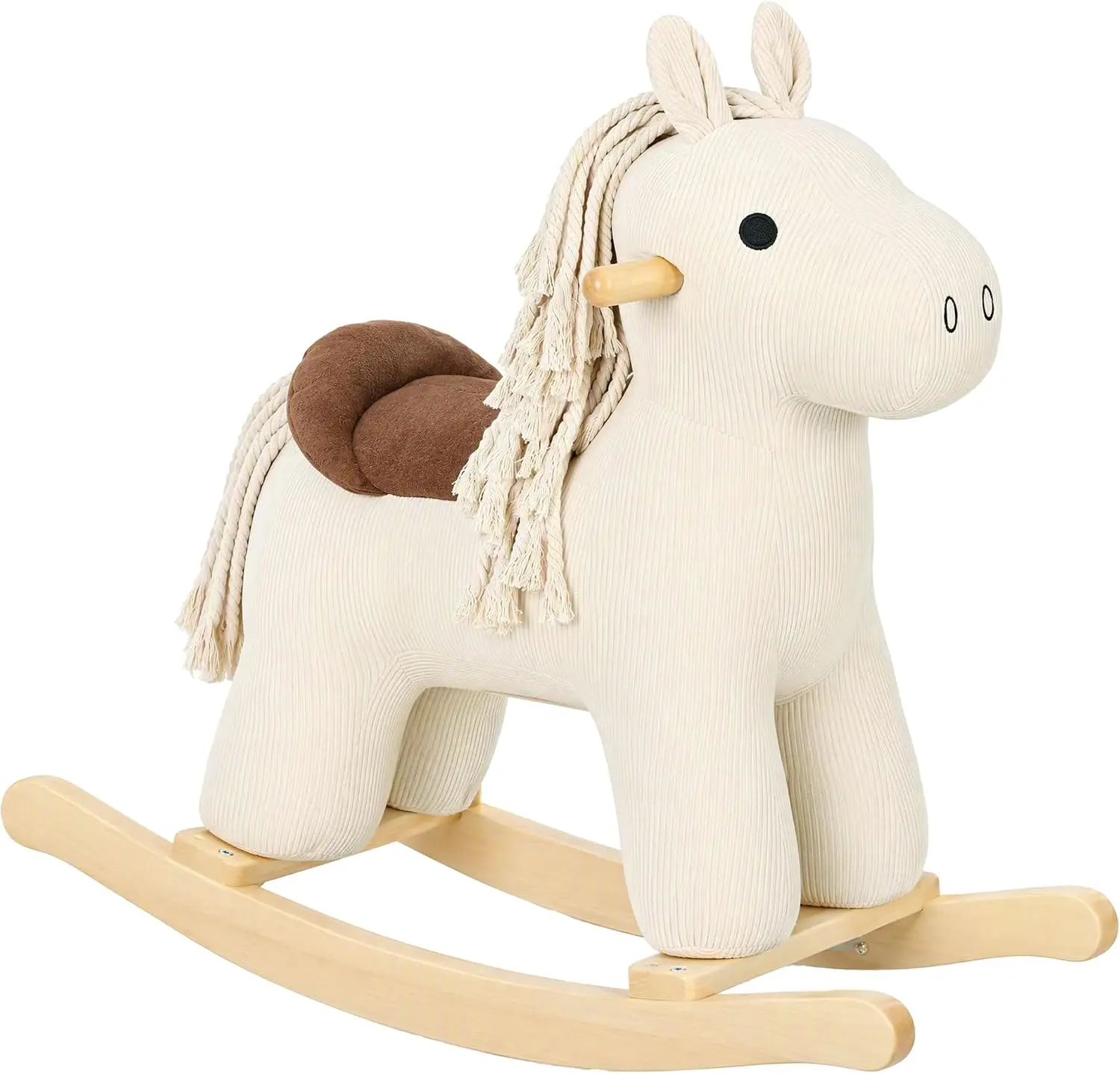 White Baby Rocking Horse Toy with Realistic Sound Effects for Toddlers Ages 18-36 Months
