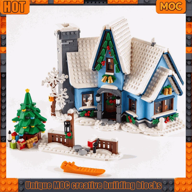 1445PCS Christmas Santa Visit Holiday House MOC Custom Puzzle Architecture DIY Building Blocks Assembly Model Winter Scene Gift