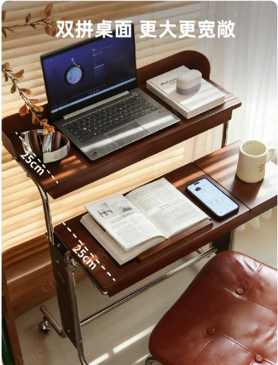 Two and a half desks, mobile Chinese style adjustable computer, retro bedside learning and work desk