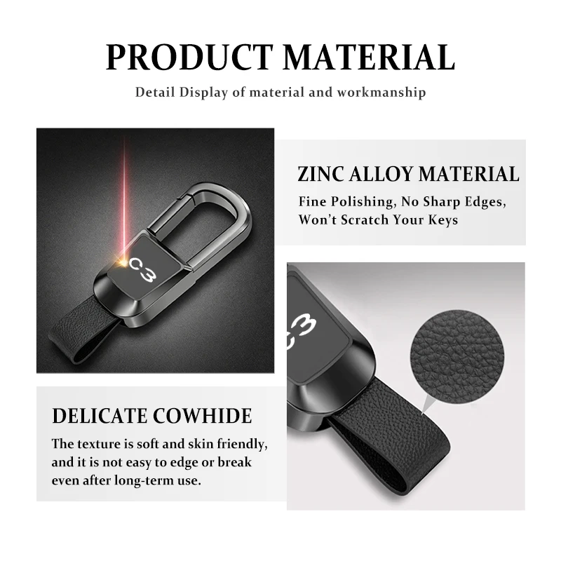 Metal Car Keychain Keyring Holder Pendant Gift Auto Accessories For Citroen Nemo Picasso VTS C1 C2 C3 C4 C4L Jumper Xsara DS7 - view 4