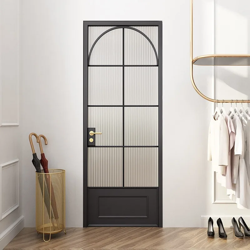 Retro wrought iron Changhong glass door French old iron door Minimalist bathroom door Toilet door Arched shop door Kitchen