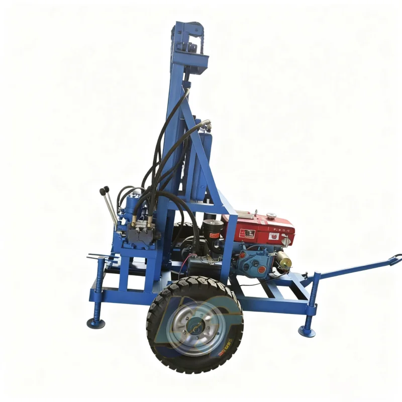 Hot Sale Drilling Portable on Trailer Rig Machine 100m Diesel Hydraulic Borehole Water Well Drilling Rig Machine for Soil geolog