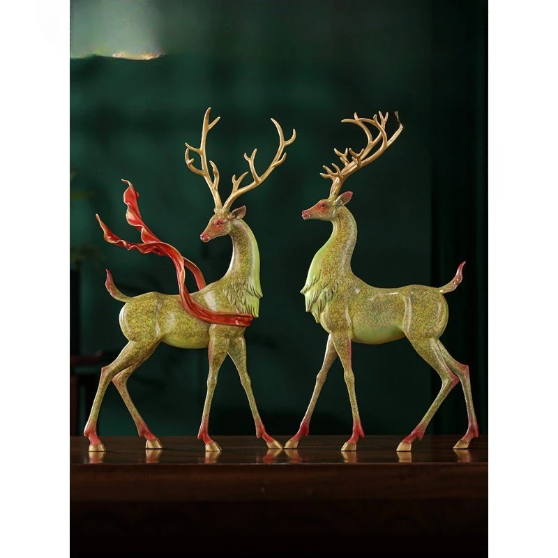 

Brass sika deer ornament home living room wine cabinet entrance decoration