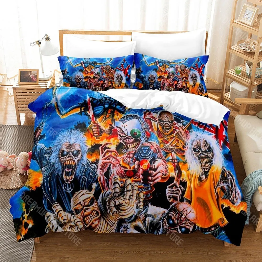 3D Printed Music Maiden Rock Bedding Set for Boys Girls Duvet Cover Pillowcase Twin Queen King Full Single Double Sizes