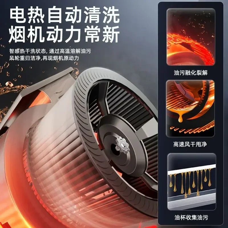 DurableHousehold Side Suction Mini Range Hood Kitchen Oil Smoke Cleaner Ventilator 220V 22m³/min Black Lampblack Machine