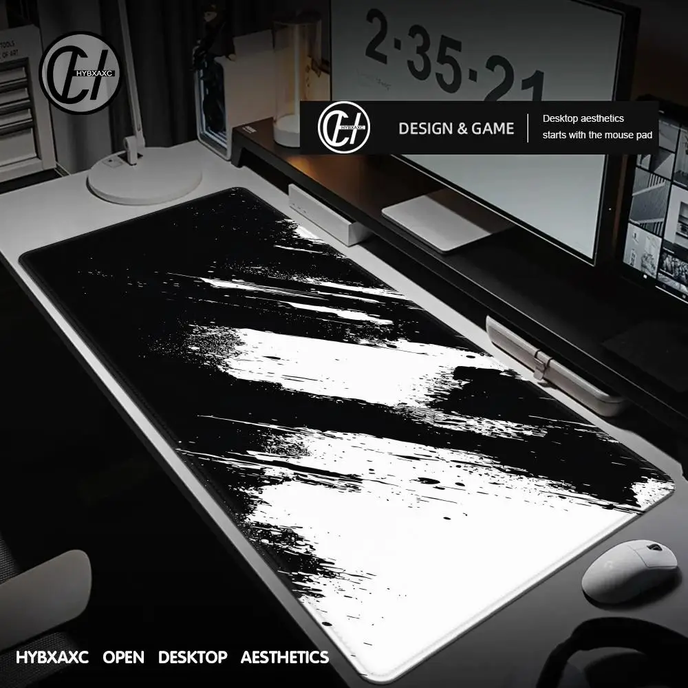 

Black White Abstract Texture Mouse Pad 120x60 Desktop Keyboard Table Pads Game Anti-slip Desk Mat Computer Accessories Mousepad