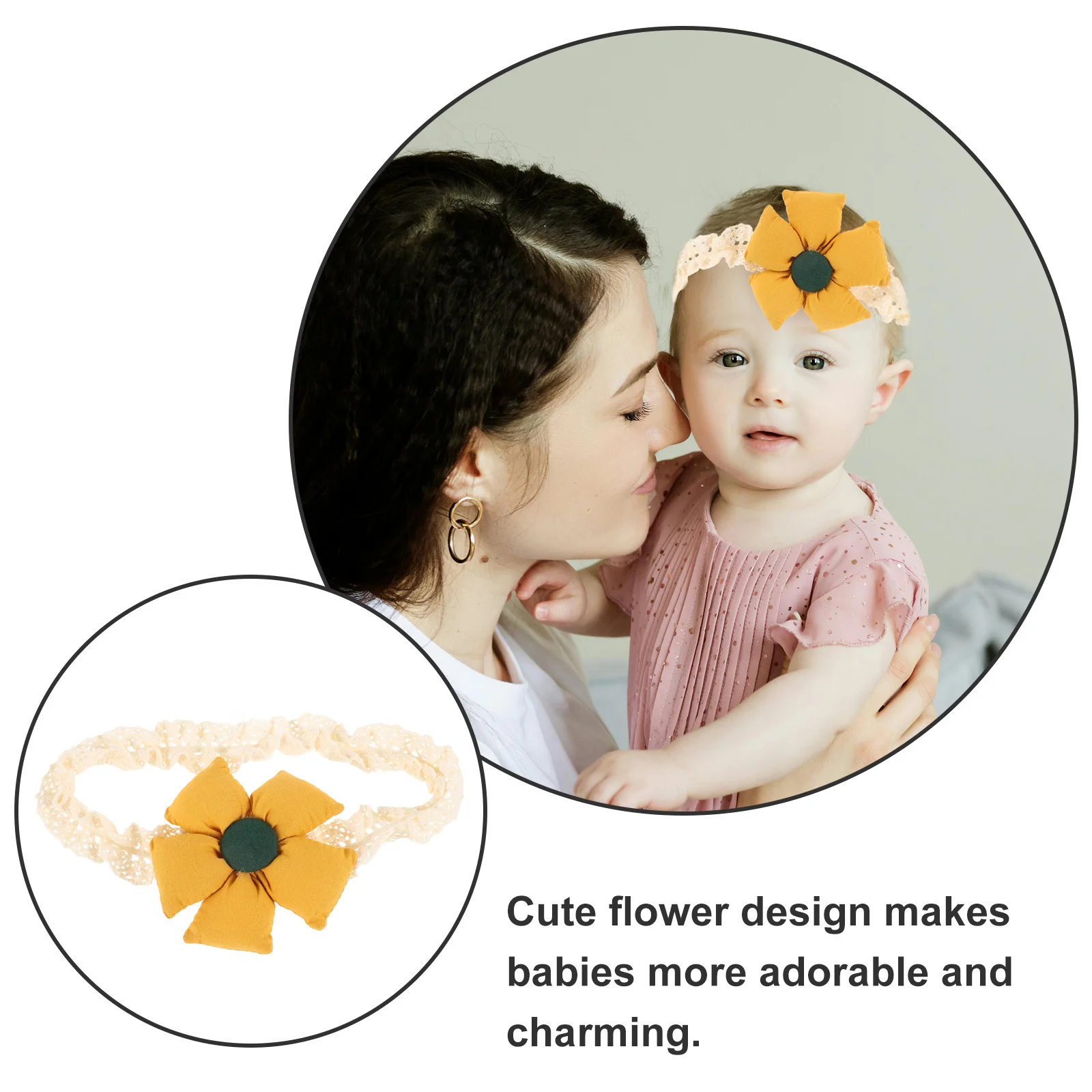 عصابات رأس للفتيات الصغيرات إكليل عباد الشمس وإكليل زهور مرن ناعم لحديثي الولادة وحفلات أعياد الميلاد