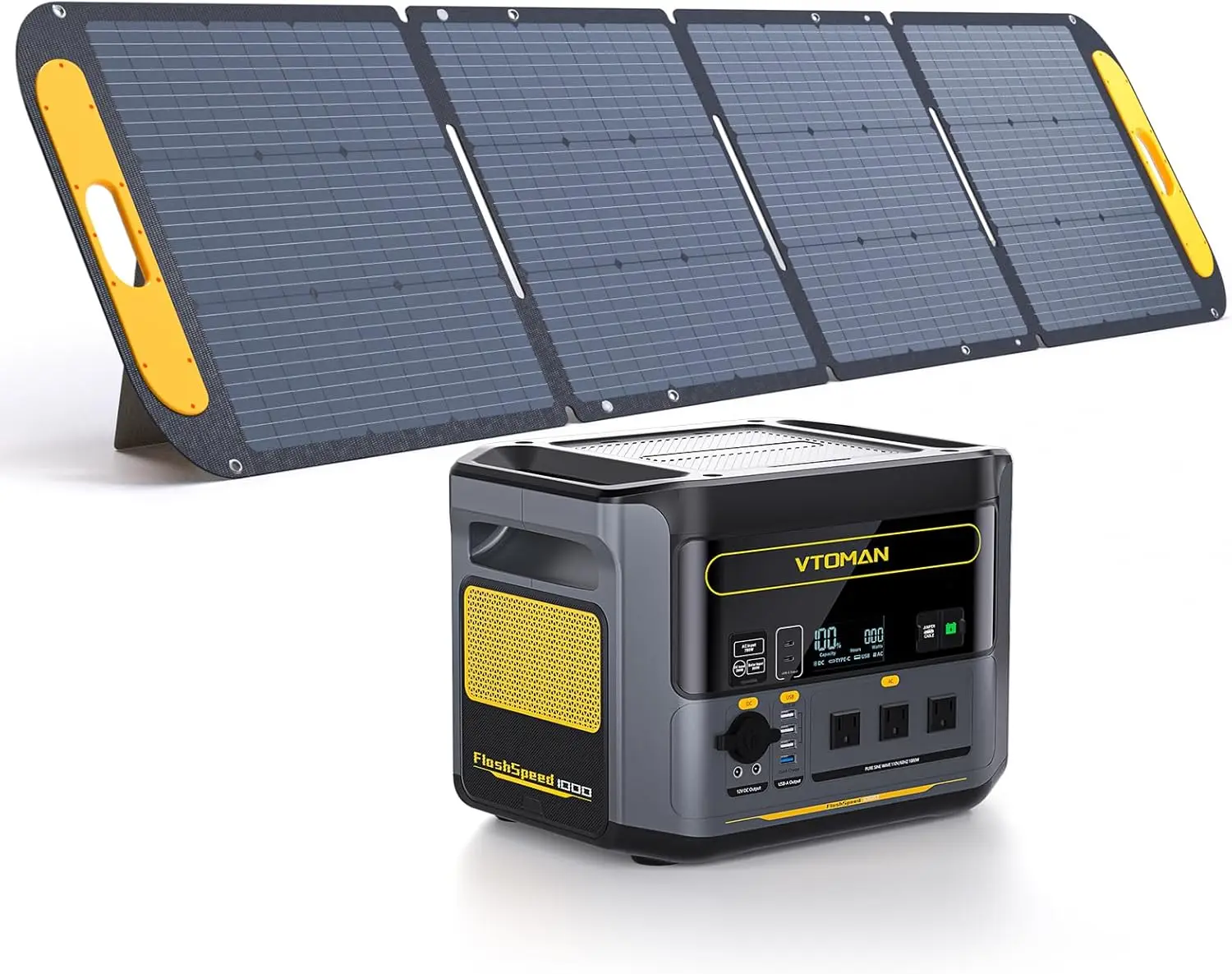 

Solar Generator 1000W (2000W Peak) with 220W Solar Panel Included, 828Wh LiFePO4 Power Station with 1000W AC Outlets