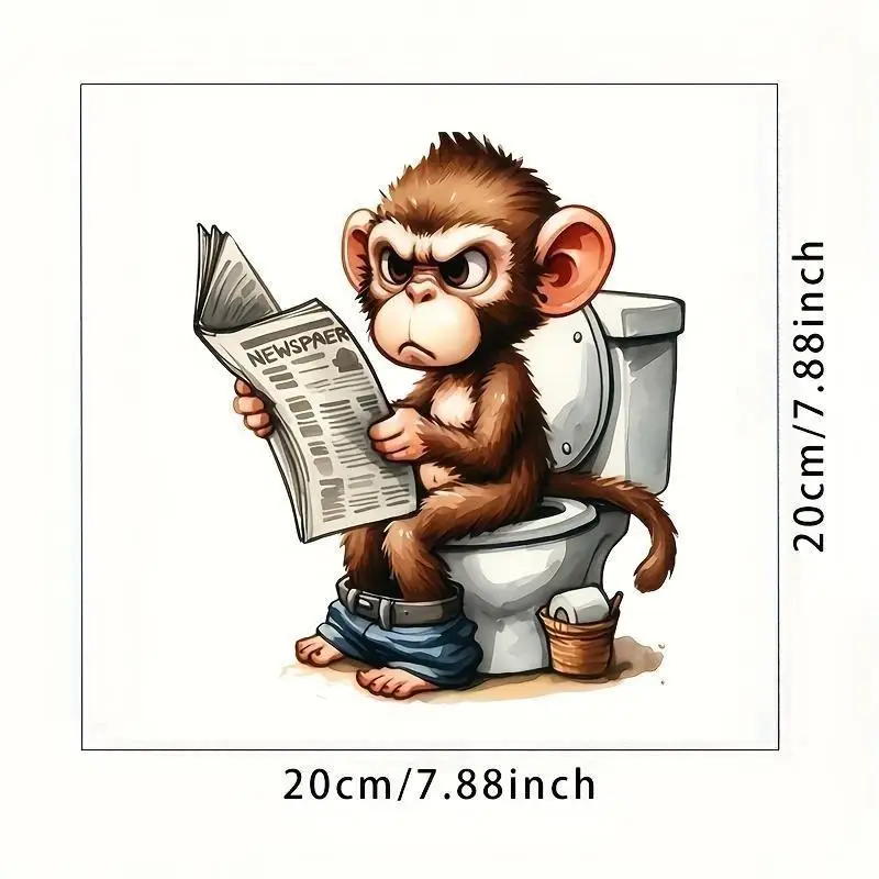 Festive Monkey Toilet Sticker Decal, Waterproof Removable Bathroom Decor, Perfect Holiday Gift Idea, Fun & Festive Design