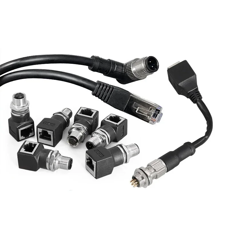 1/5/10 ustawia M12 4P D typ 8 pinów typu X do RJ45 adapter złącza kabla sieciowego do gniazda męskiego i żeńskiego m12.