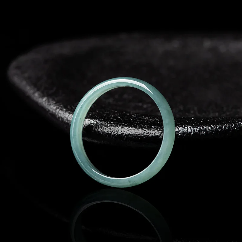 

Natural Jadeite Ring Grade a Blue Water Ice Texture for Couples Anniversary Jewelry Lucky Blessings Couple Rings