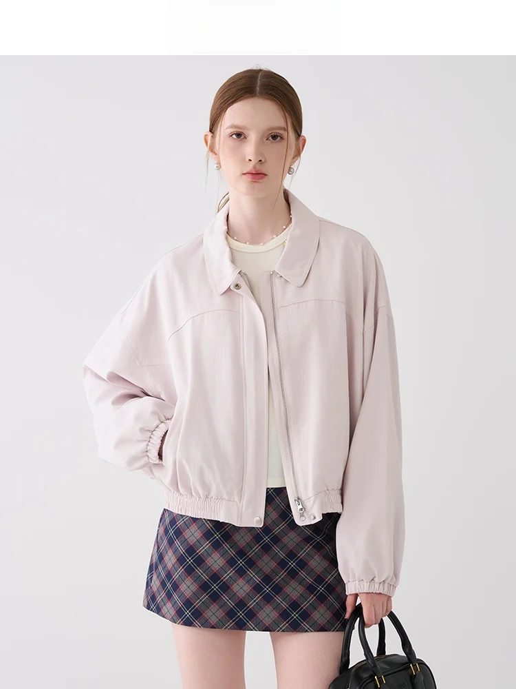 

Pink Casual Jaet Women's ort Sle Design Sense Autumn New Arrival Anti-Wrinkle Nylon Fabric Ladies' Commute Sle Coat