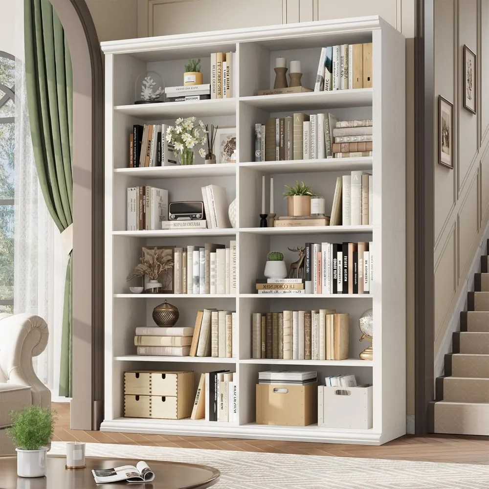 Extra Large Wooden Bookshelf – Double Storage Elegant Design 1
