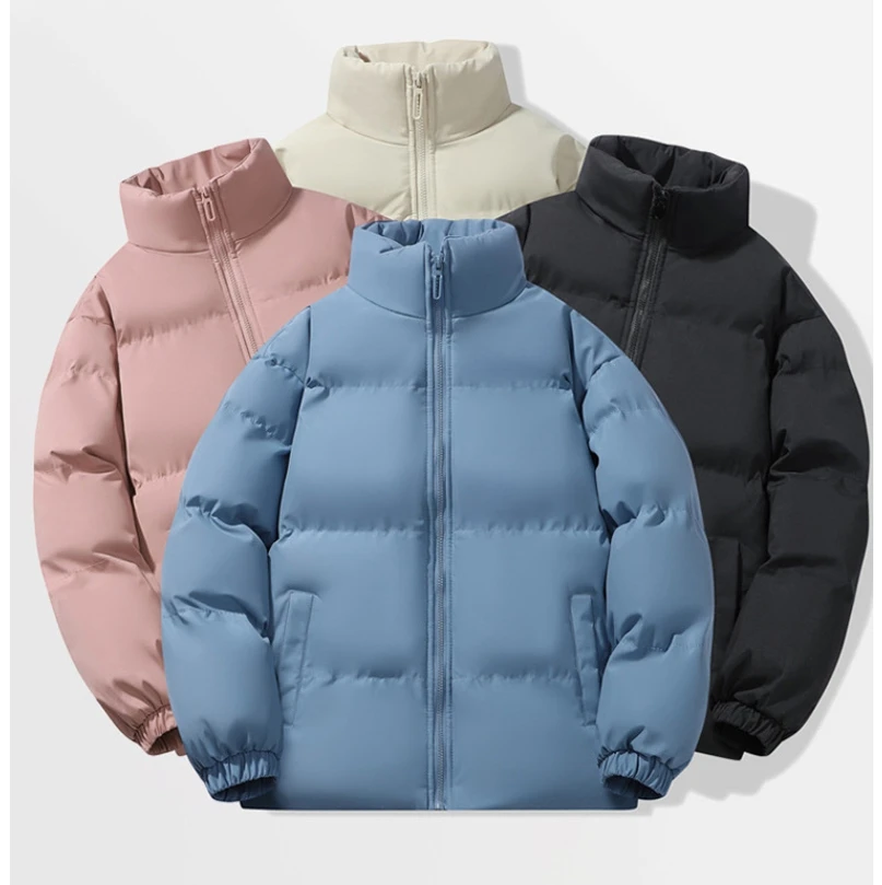 メンズスタンドアップカラーコットンジャケット、厚く暖かいマルチカラージャケット、ルーズカジュアルカップルジャケット、防風性と防寒性