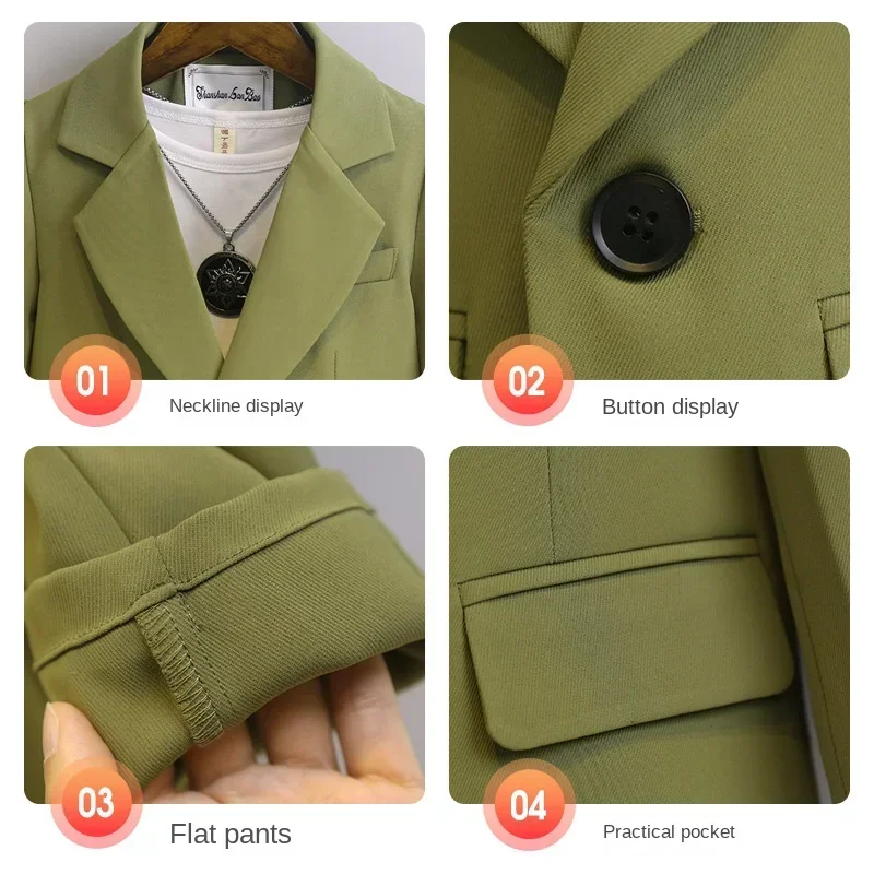 Boys Formal Suits 2yrs To 12yrs Children Performance Costumes Gentleman Kids Wedding Birthday Blazer Set Toddler Birthday Gown