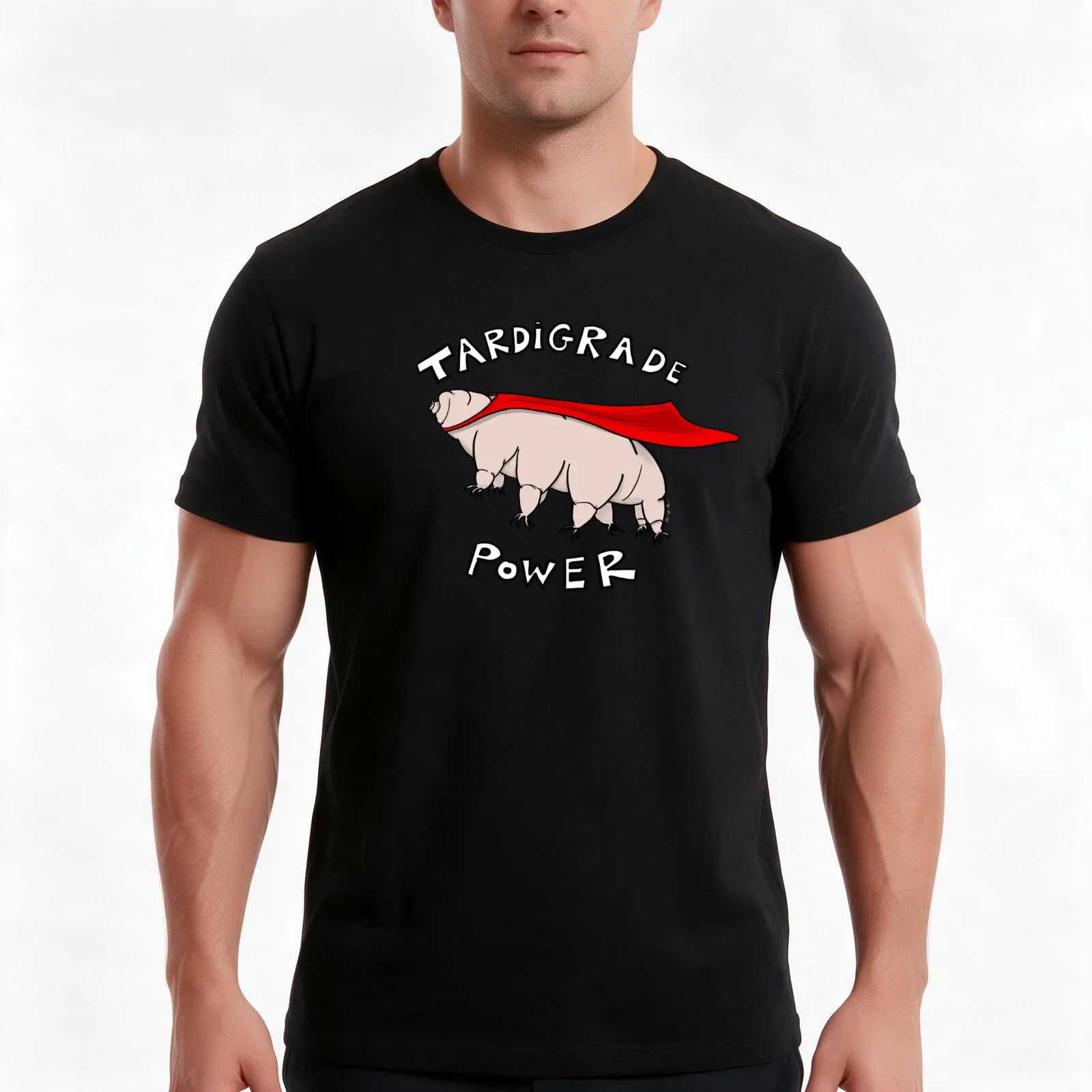 Tardigrade power! T-Shirt, Summer Casual Cotton Tee, Oversized Streetwear Tops, Vintage Graphic Print, Loose Fit Short Sleeve