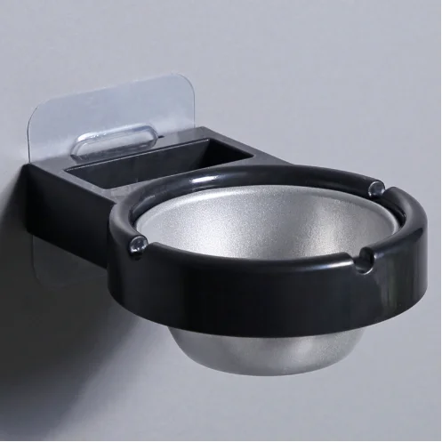 Household Wall-Mounted Ashtray Toilet Type Metal Plastic Ashtray Toilet Multi-Functional Adhesive Portable Ashtray Houseware