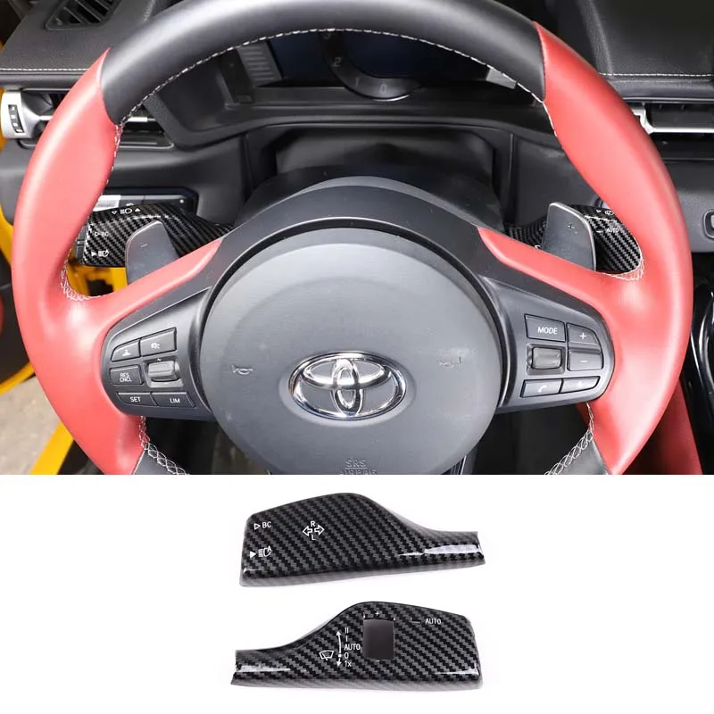 

ABS Carbon Fiber Car Turn Signal Light Switch Rod Wiper Bar Cover Trim Accessories Kit For Toyota GR Supra A90 MK5 2019-2022