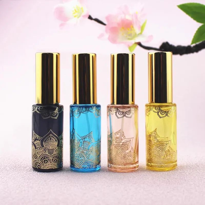 10/30/50pcs 15ml Empty Thickened Glass Spray Bottles Portable Sample Vials Perfume Fragrance Bottle Color Hot Gold Glass Bottle