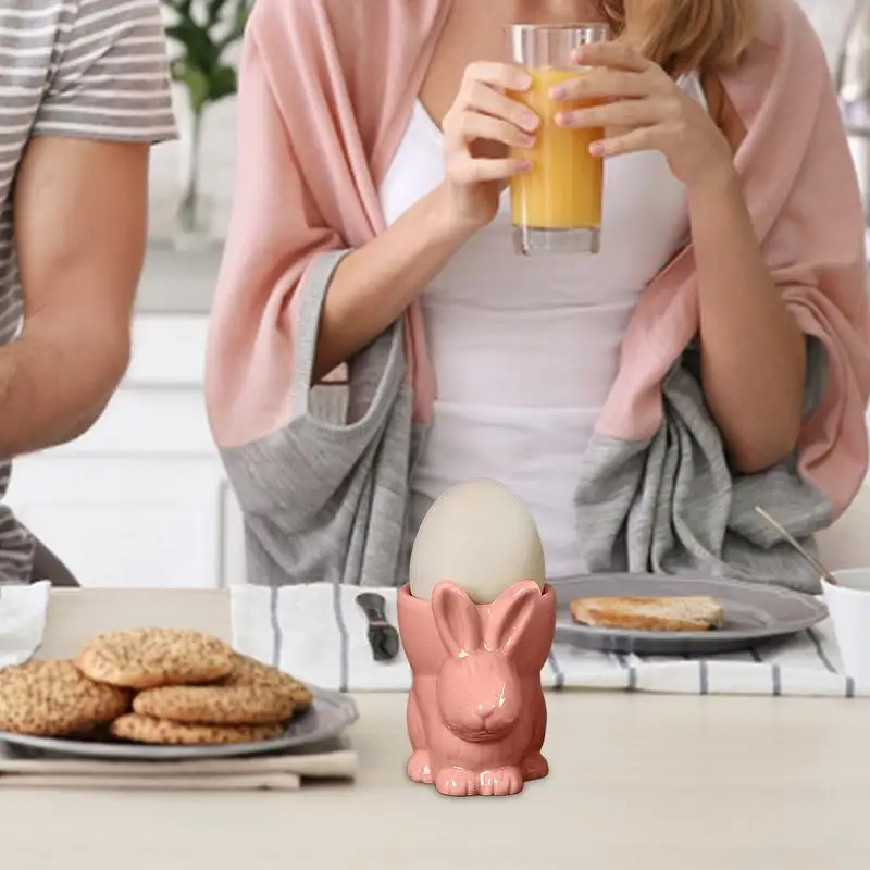 

Пасхальные чашки для яиц, керамические держатели для яиц с кроликом, пасхальные украшения, милые стабильные винтажные чашки для яиц для весенних украшений для домашних вечеринок