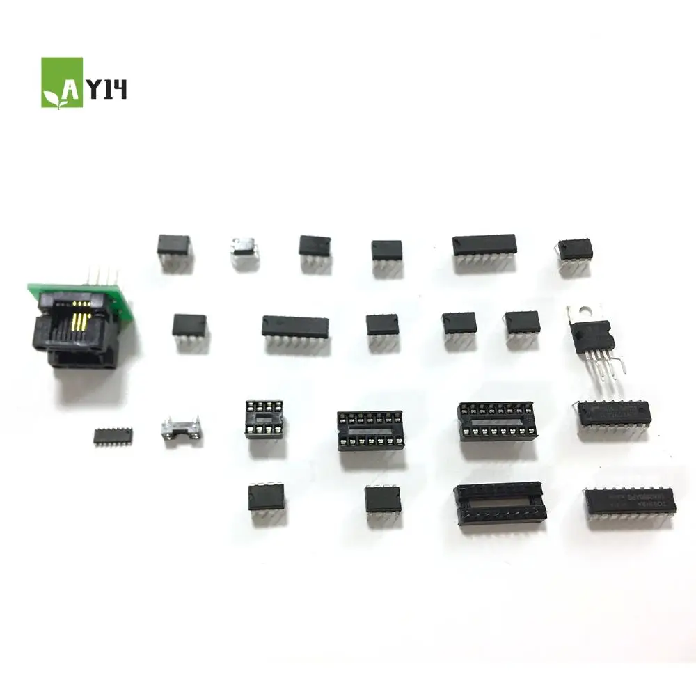 AY14 -IC Chip Assortment 150Pcs,Opamp,Oscillator,Pwm,PC817,NE555,LM358,LM324, JRC4558,LM393,LM339,NE5532 Incl. Sockets