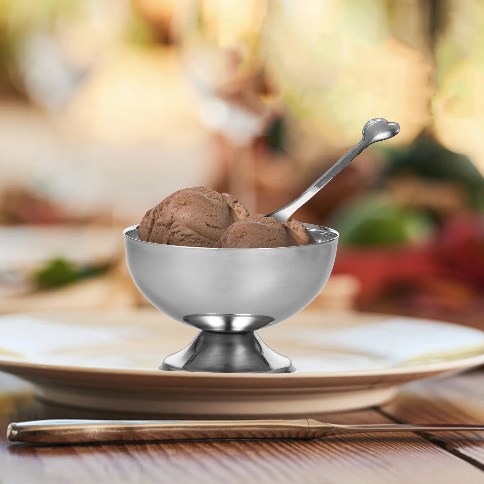 

Stainless Steel Candy Cup Dessert Bowl Ice Cream Fruit Salad Snack Plate Tableware Home Kitchen Restaurant