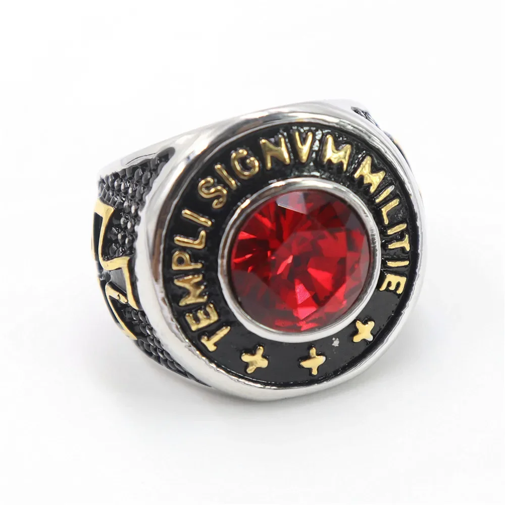 

Vintage Knights Templar Cross Red Brick Stone Men's for Rings Size 7-15