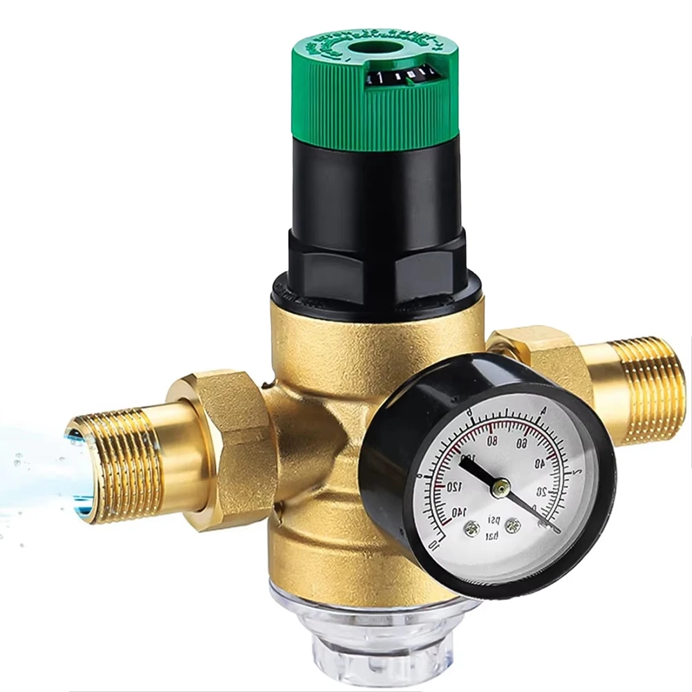 THIVN-Pressure Regulator Water Pressure Regulator 1/2 Inch Mesh Filter Water Pressure Gaug