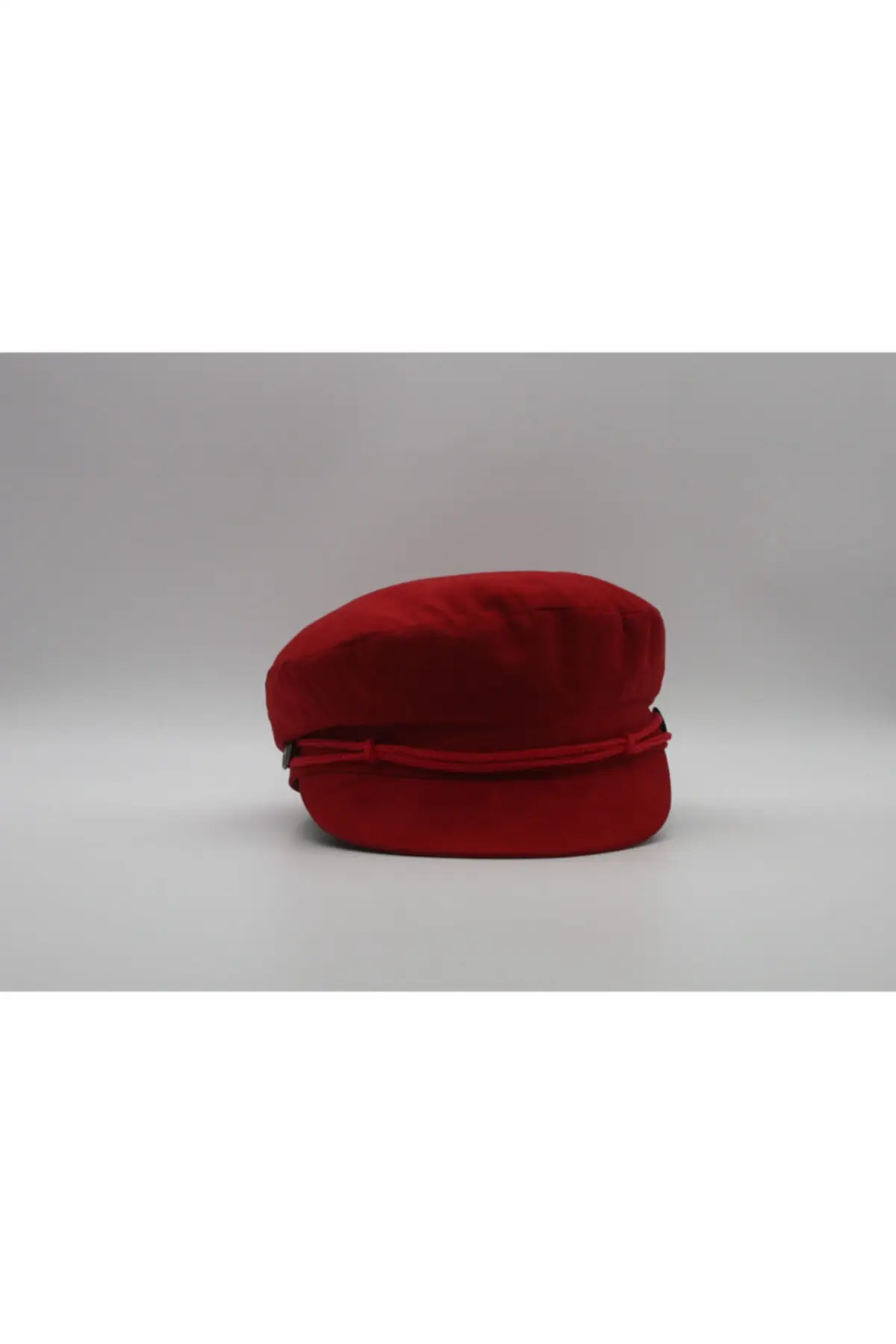 Women's Sailor Style Red Cap Hat with Gold Button