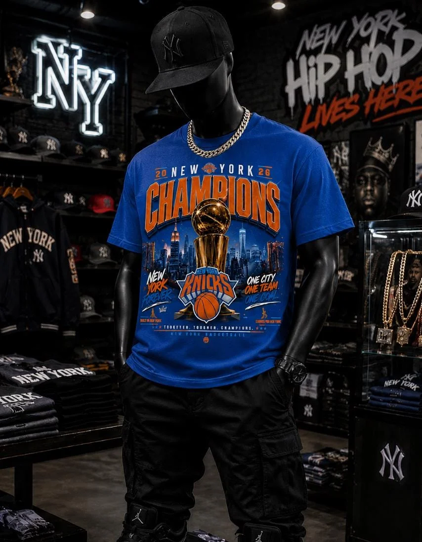2026 New York Basketball Champions Fan T-Shirt 100% Baumwolle Kleidung Unisex Herren Damen T-Shirt Y2k Lässiges Beliebtes T-Shirt Streetwear – Detail 6