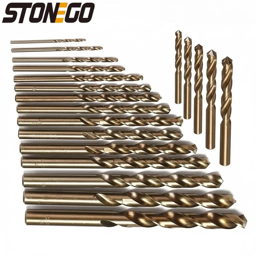 

STONEGO 15 шт. кобальтовые сверла 1,5-10 мм для обработки металла и дерева M35 HSS Co стальное спиральное сверло с прямым хвостовиком
