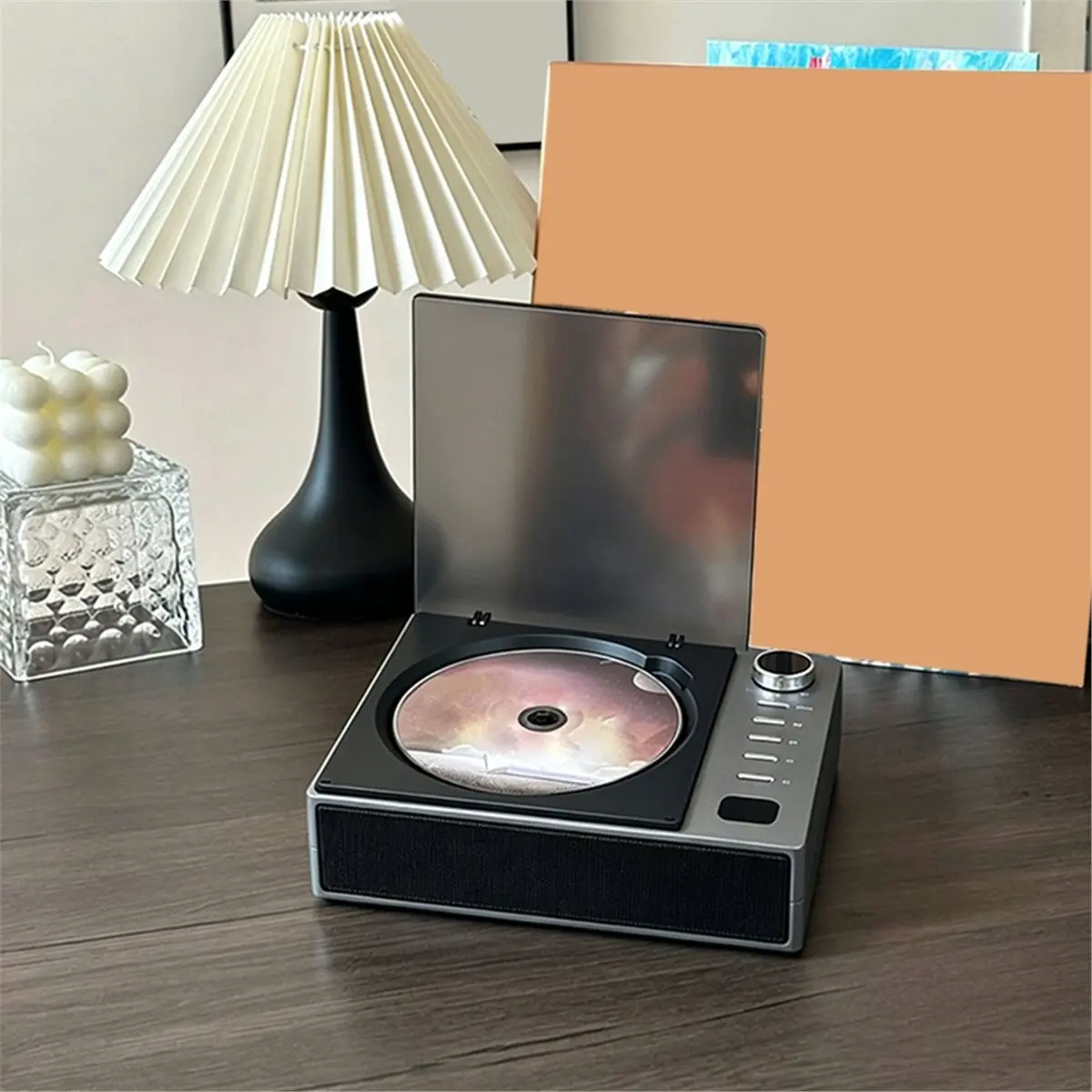 Portable CD Player Wireless Personal Desktop CD Player Speakers Bluetooth Rechargeable Small Compact Retro CD Players