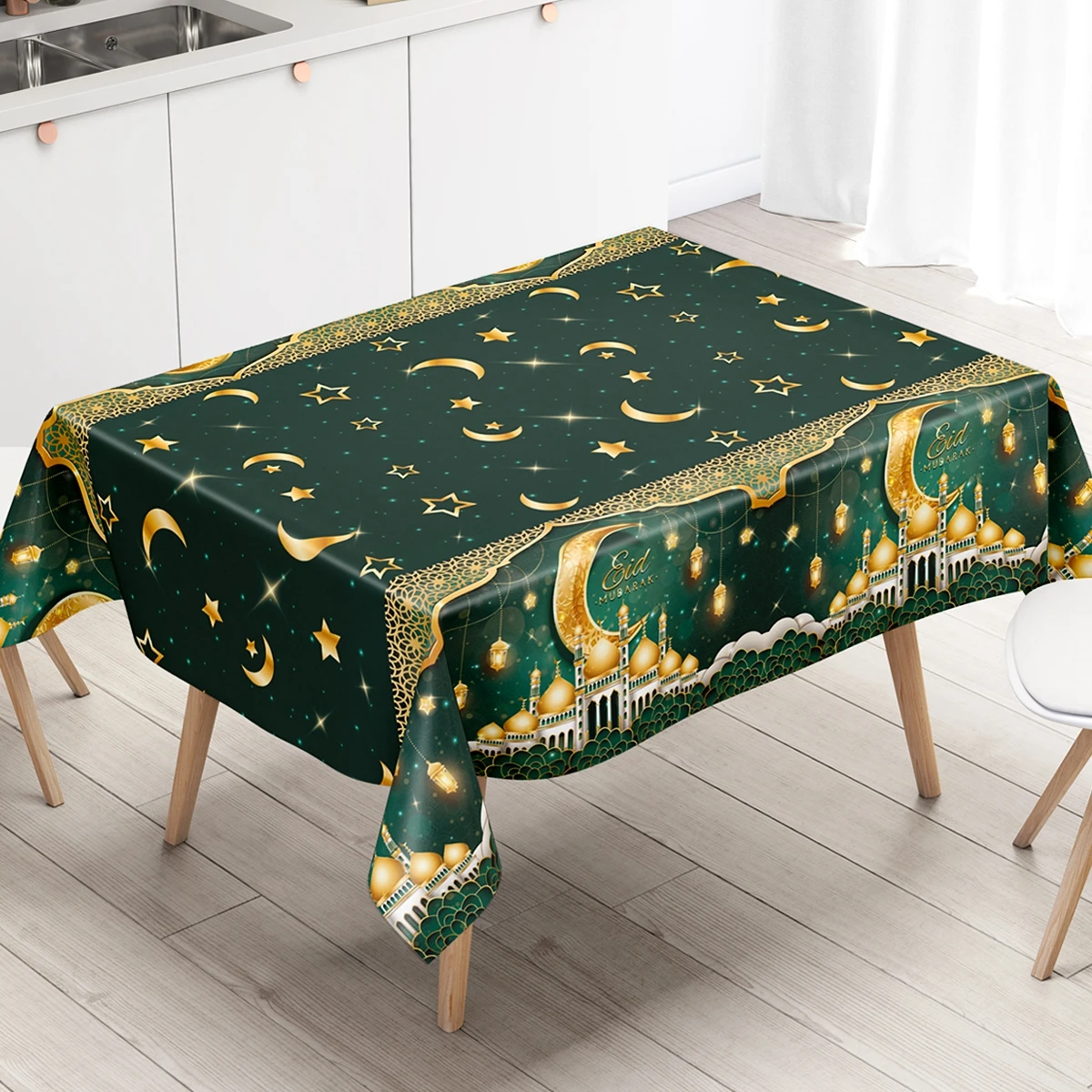 2025 Ramadan Kareem Decor Castle Polyester Tablecloth Eid Mubarak Decor Ramadan Mubarak Muslim Islamic Al Adha EID Muslim Decor